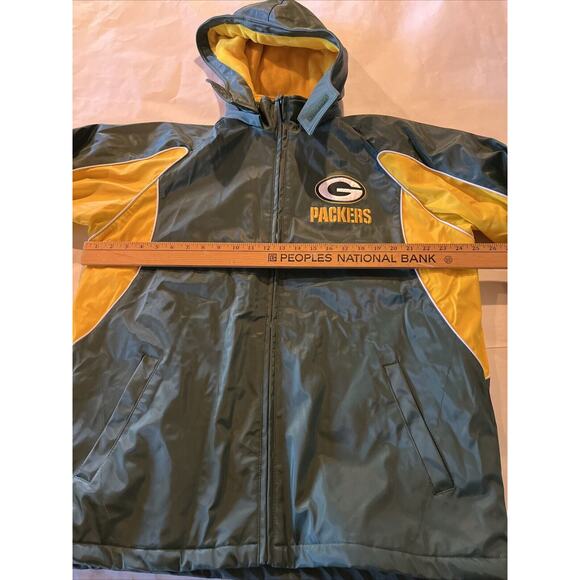 NFL Green Bay Packers Men’s Large Fit Waterproof Jacket Polyvinyl Coat Parka VTG - Picture 7 of 12